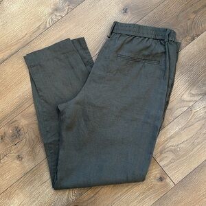 Zara Women’s Casual Linen Draw-String Pants Pockets Olive Green Size L